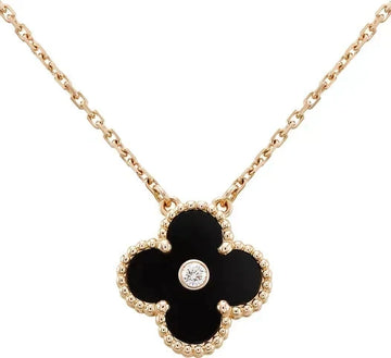 [VA]CLOVER 15MM DIAMOND ONYX HALSKETTE