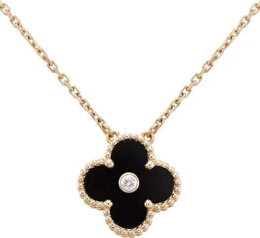 [VA]CLOVER 15MM DIAMOND ONYX HALSKETTE