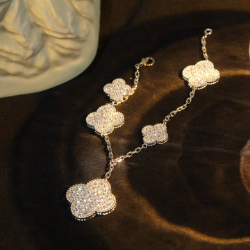 [VA]CLOVER ARMBAND 5 MOTIVE SILBER DIAMANTBESETZT