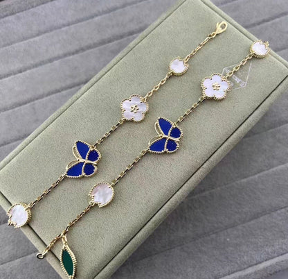 [VA ]LUCKY SPRING GOLD BLUESTONE WHITE MOTHER-OF-PEARL BRACELET