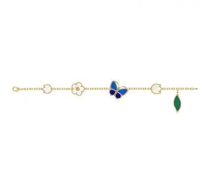[VA ]LUCKY SPRING GOLD BLUESTONE WHITE MOTHER-OF-PEARL BRACELET