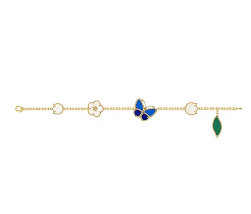 [VA ]LUCKY SPRING GOLD BLUESTONE WHITE MOTHER-OF-PEARL BRACELET