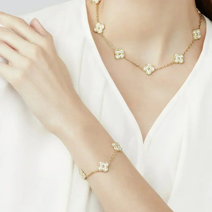 [VA]LUCKY CLOVER 5-MOTIF BRACELET - FULL-DIAMOND