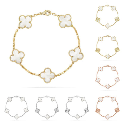 [VA]LUCKY CLOVER 5-MOTIF BRACELET - WHITE MOTHER-OF-PEARL COLLECTION