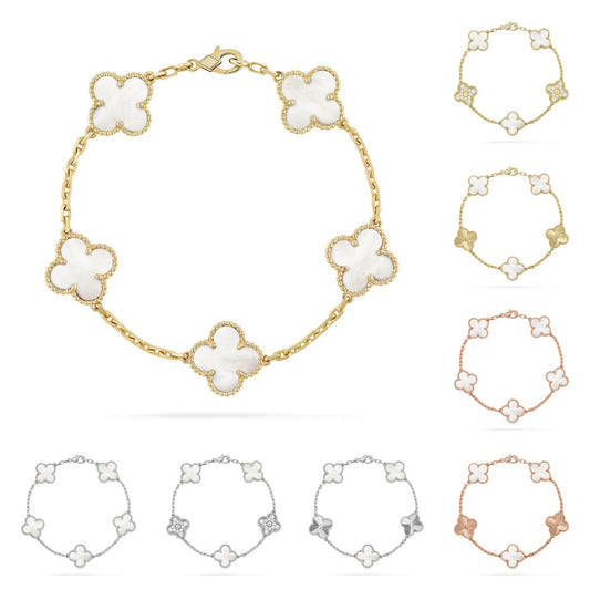 [VA]LUCKY CLOVER 5-MOTIF BRACELET - WHITE MOTHER-OF-PEARL COLLECTION