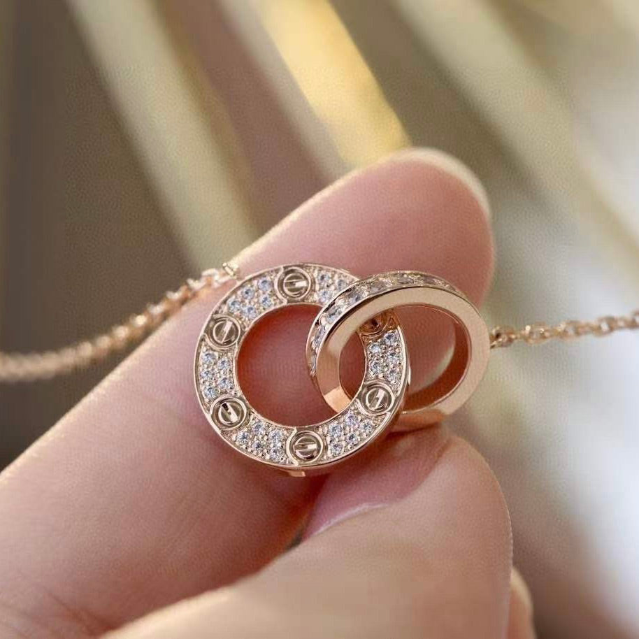 [VA]LOVE 7,6 MM HALSKETTE ROSÉGOLD UND SILBER VOLL DIAMANTBESATZ
