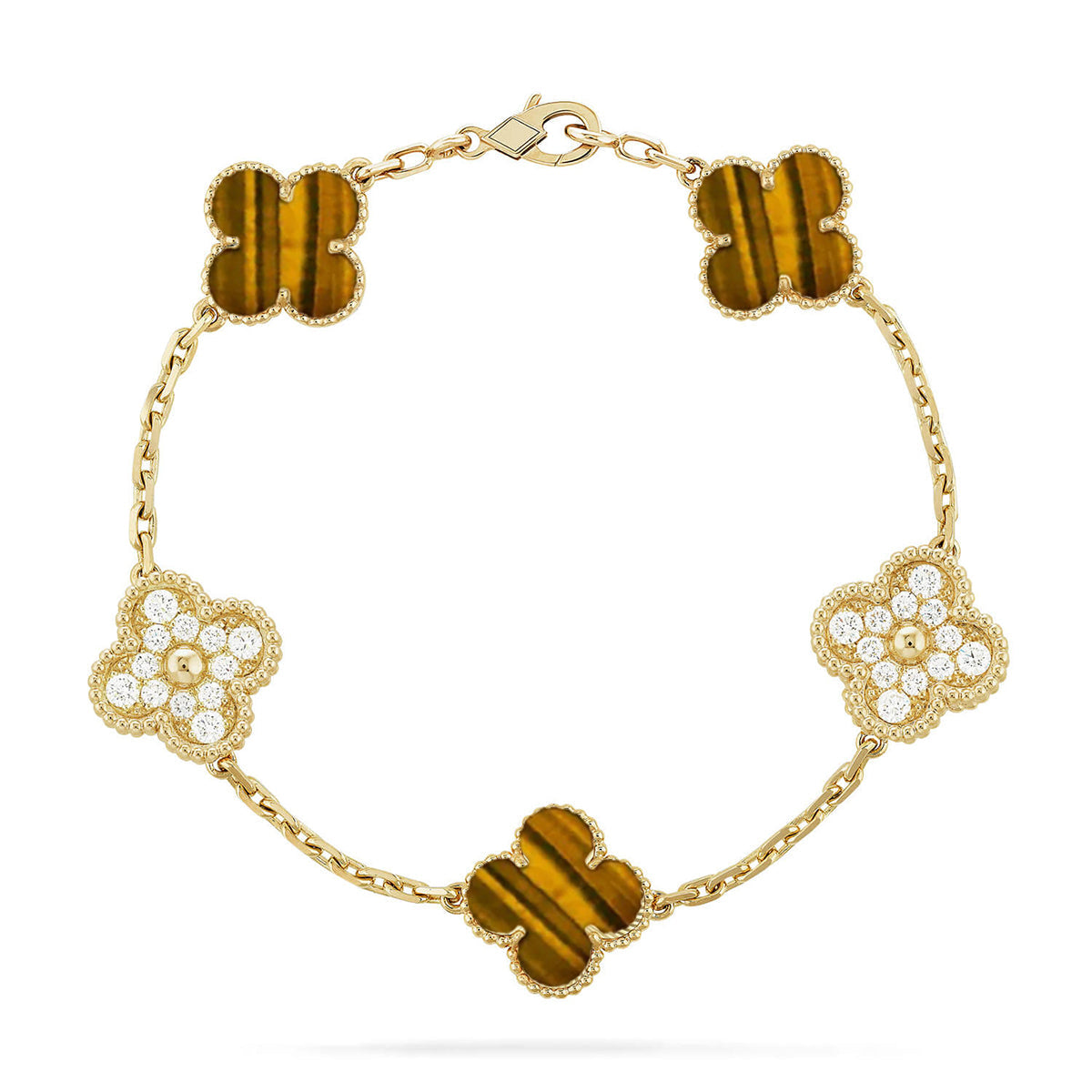 [VA]LUCKY CLOVER 5-MOTIF BRACELET -  TIGER’S EYE COLLECTION