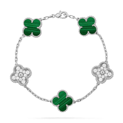 [VA]LUCKY CLOVER 5-MOTIF BRACELET - MALACHITE COLLECTION