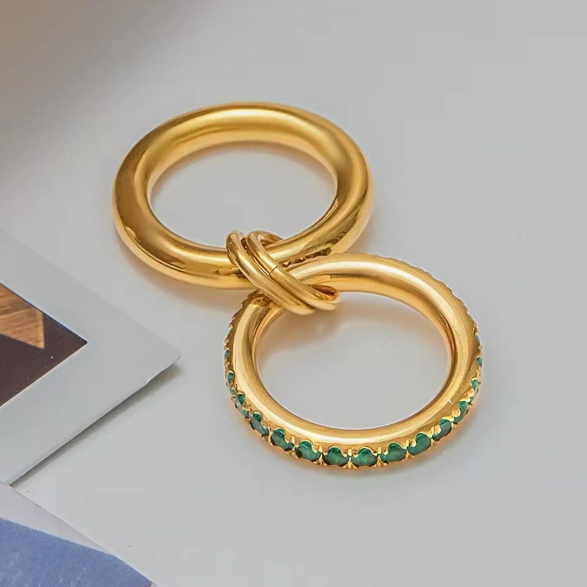 [VA]Viridian Ring mit gestapelten Diamanten