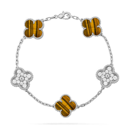 [VA]LUCKY CLOVER 5-MOTIF BRACELET -  TIGER’S EYE COLLECTION