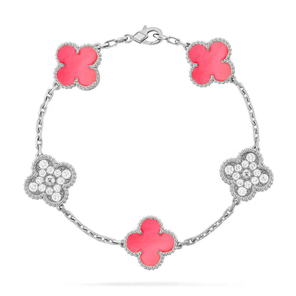 [VA]LUCKY CLOVER 5-MOTIF BRACELET - PINK MOTHER-OF-PEARL COLLECTION