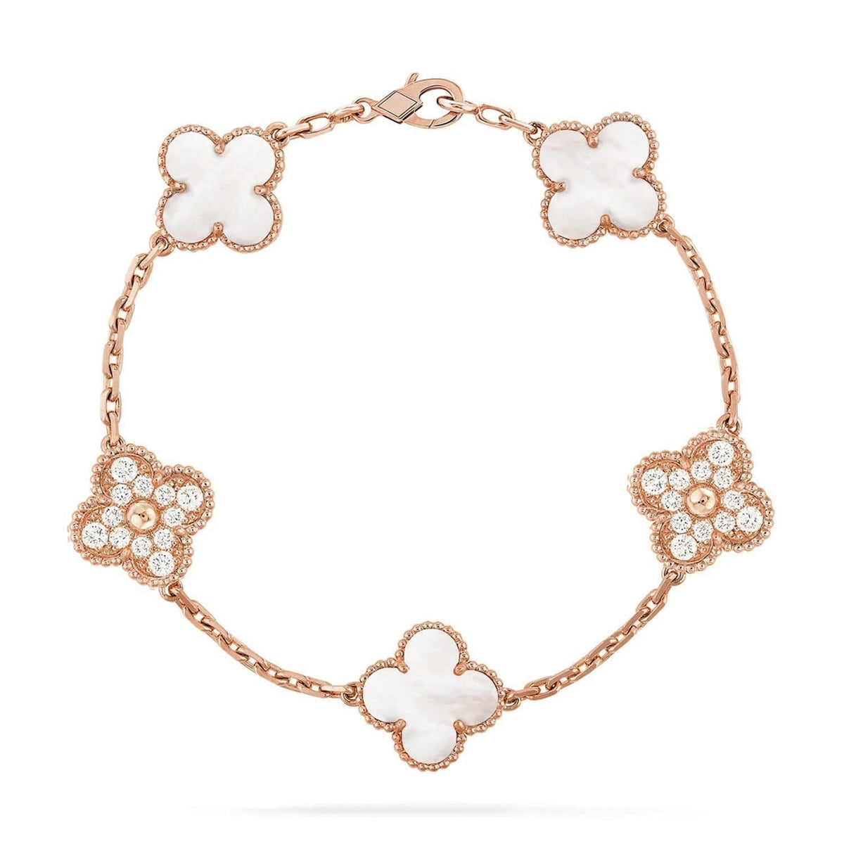 [VA]LUCKY CLOVER 5-MOTIF BRACELET - WHITE MOTHER-OF-PEARL COLLECTION