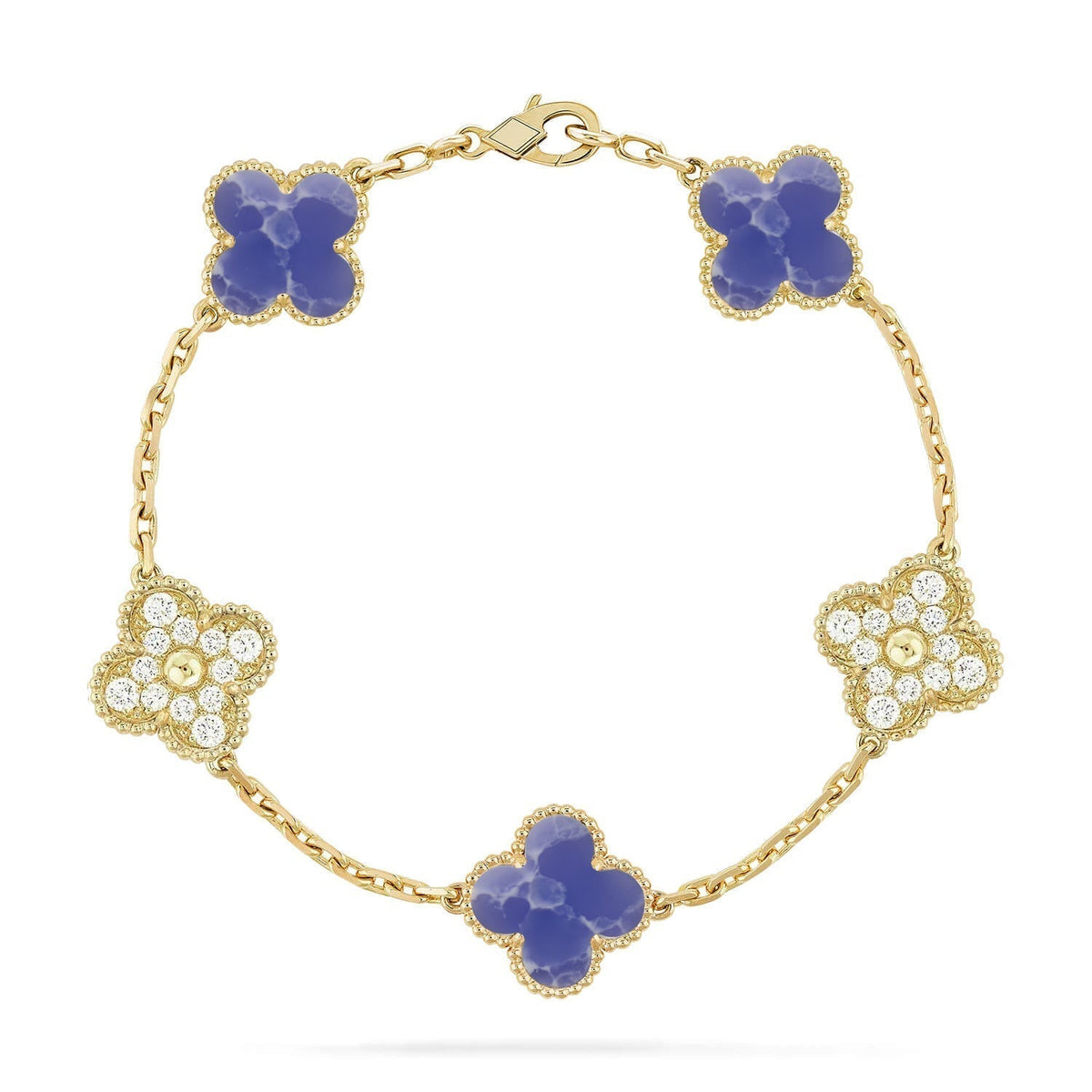 [VA]LUCKY CLOVER 5-MOTIV-ARMBAND - BLUE LARIMAR KOLLEKTION
