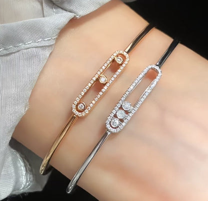 [VA]Move Pavé Diamond Bangle Bracelet M