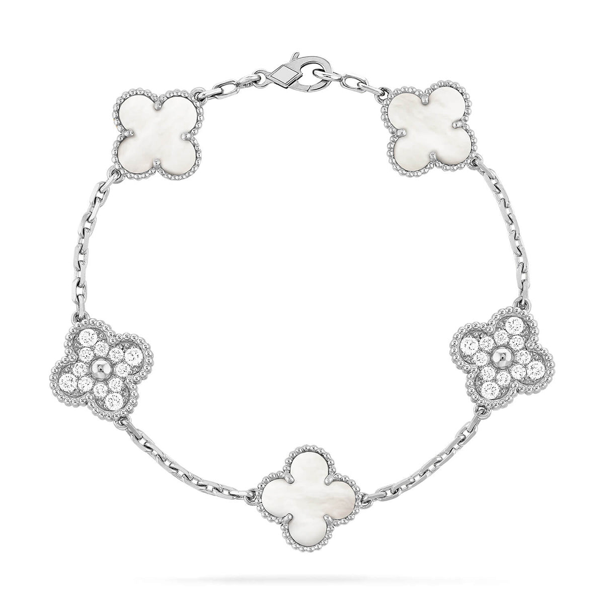 [VA]LUCKY CLOVER 5-MOTIF BRACELET - WHITE MOTHER-OF-PEARL COLLECTION