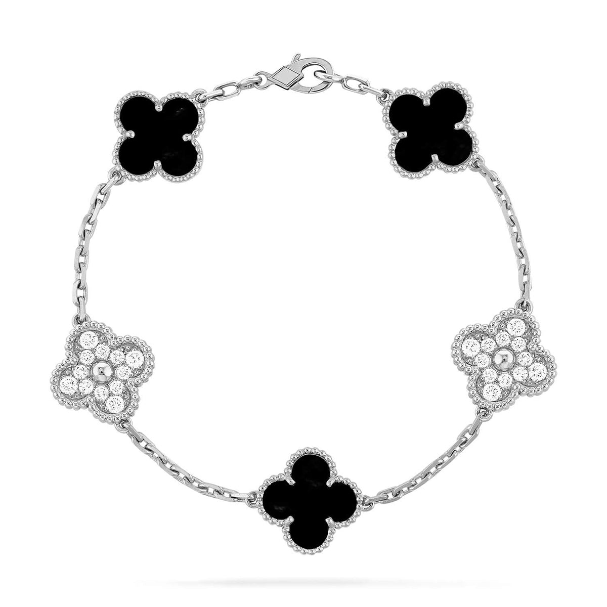 [VA]LUCKY CLOVER 5-MOTIF BRACELET - BLACK OXNY COLLECTION