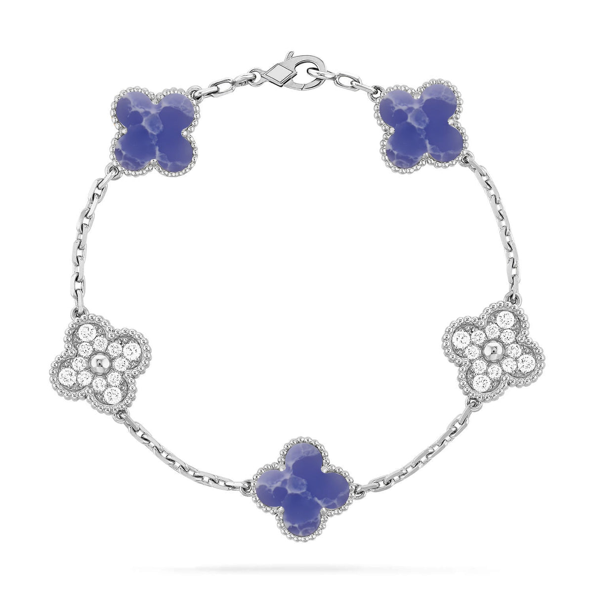 [VA]LUCKY CLOVER 5-MOTIV-ARMBAND - BLUE LARIMAR KOLLEKTION
