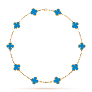 [VA]CLOVER 10-MOTIV-HALSKETTE AUS BLAUEM ACHAT