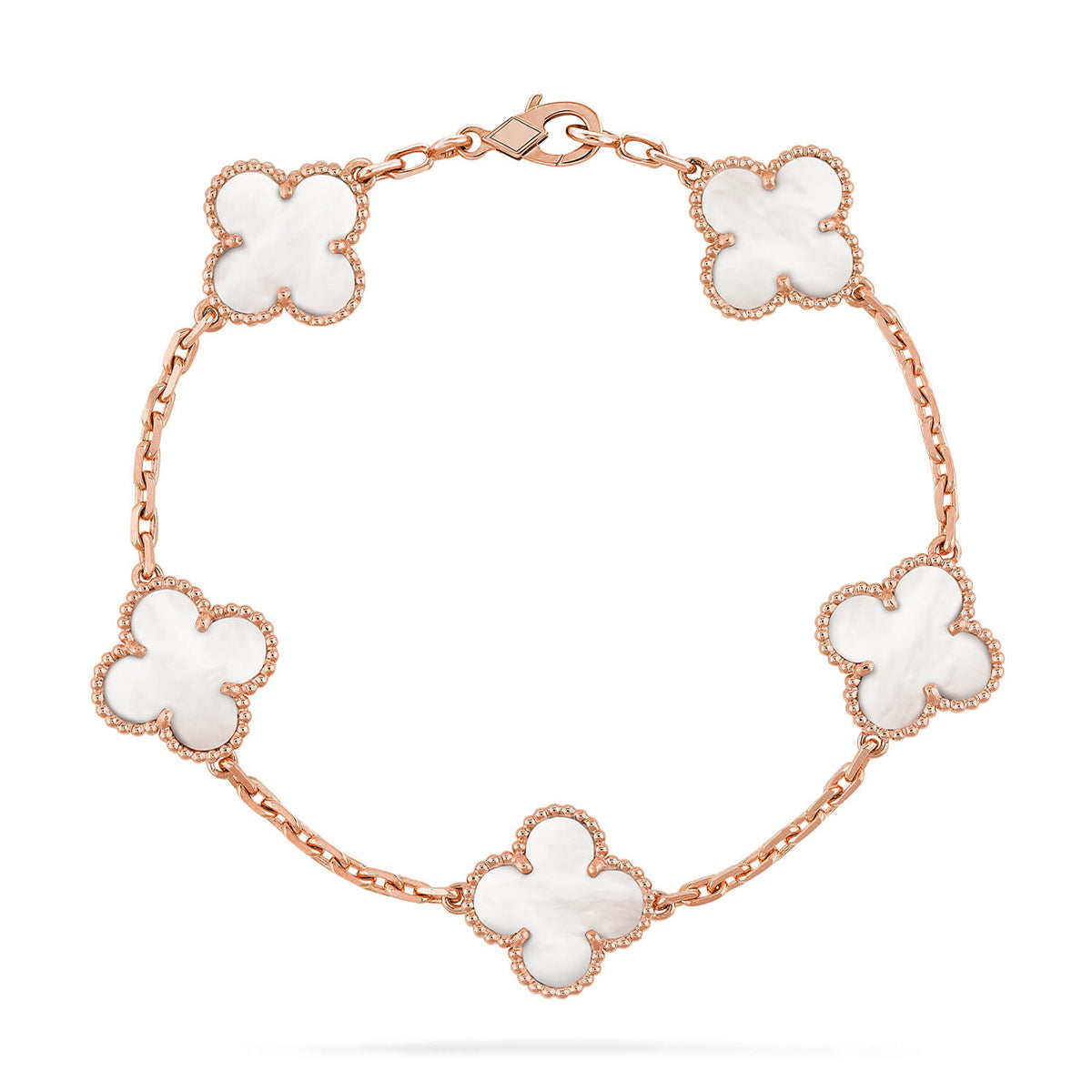 [VA]LUCKY CLOVER 5-MOTIF BRACELET - WHITE MOTHER-OF-PEARL COLLECTION