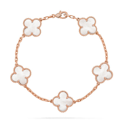 [VA]LUCKY CLOVER 5-MOTIF BRACELET - WHITE MOTHER-OF-PEARL COLLECTION