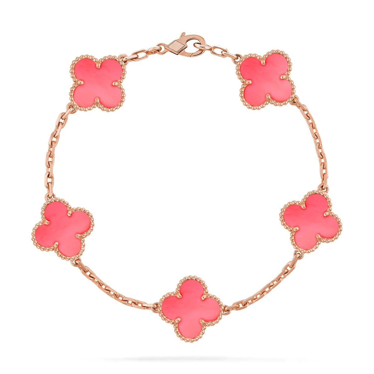 [VA]LUCKY CLOVER 5-MOTIF BRACELET - PINK MOTHER-OF-PEARL COLLECTION