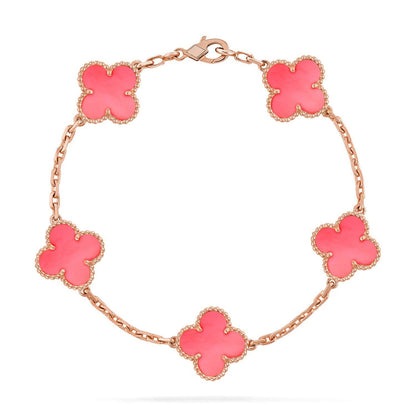 [VA]LUCKY CLOVER 5-MOTIF BRACELET - PINK MOTHER-OF-PEARL COLLECTION