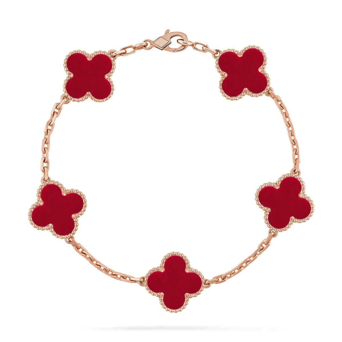 [VA]LUCKY CLOVER 5-MOTIF BRACELET - RED CARNELIAN COLLECTION