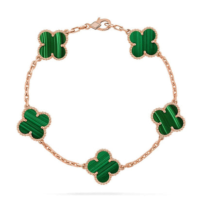 [VA]LUCKY CLOVER 5-MOTIF BRACELET - MALACHITE COLLECTION