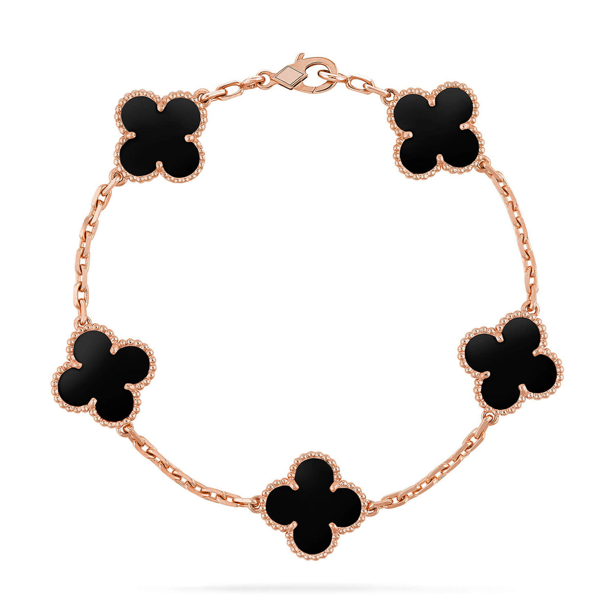 [VA]LUCKY CLOVER 5-MOTIF BRACELET - BLACK OXNY COLLECTION