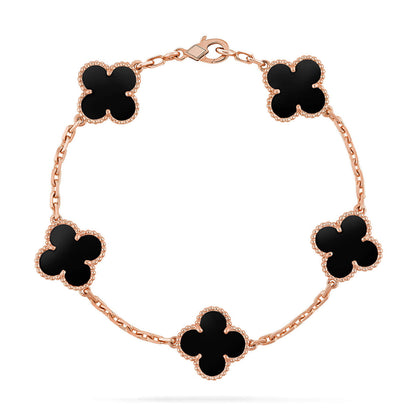 [VA]LUCKY CLOVER 5-MOTIF BRACELET - BLACK OXNY COLLECTION
