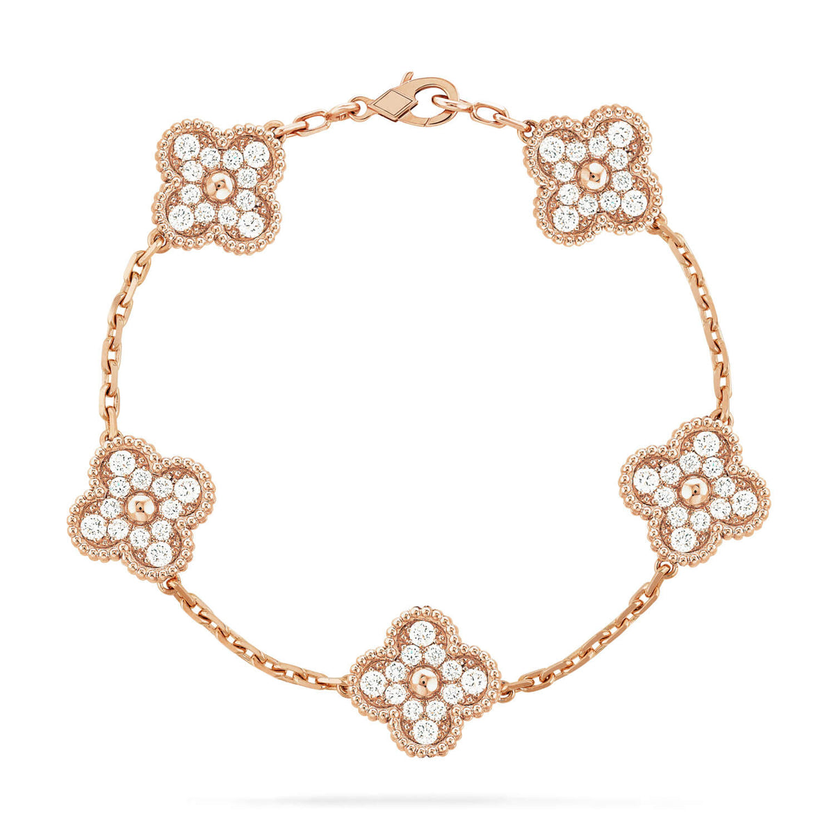 [VA]LUCKY CLOVER 5-MOTIF BRACELET - FULL-DIAMOND