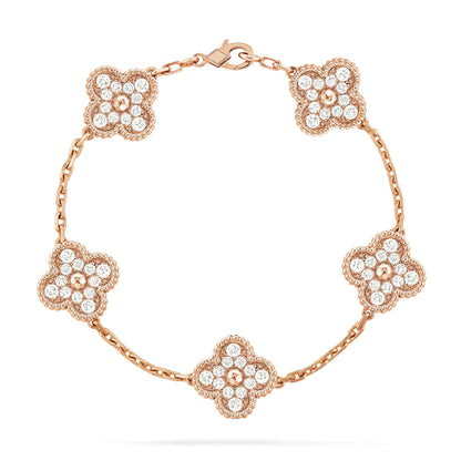 [VA]LUCKY CLOVER 5-MOTIF BRACELET - FULL-DIAMOND