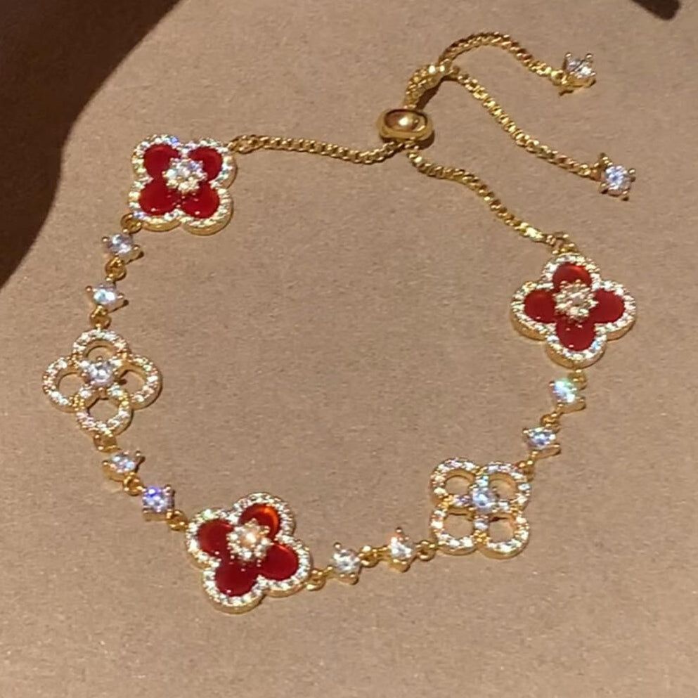 [VA]CLOVER 5 MOTIF PINK BLUE RED WHITE BRACELET