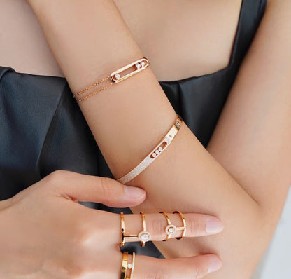 [VA]Move Noa Rose Gold Pavé Diamond Bangle Bracelet
