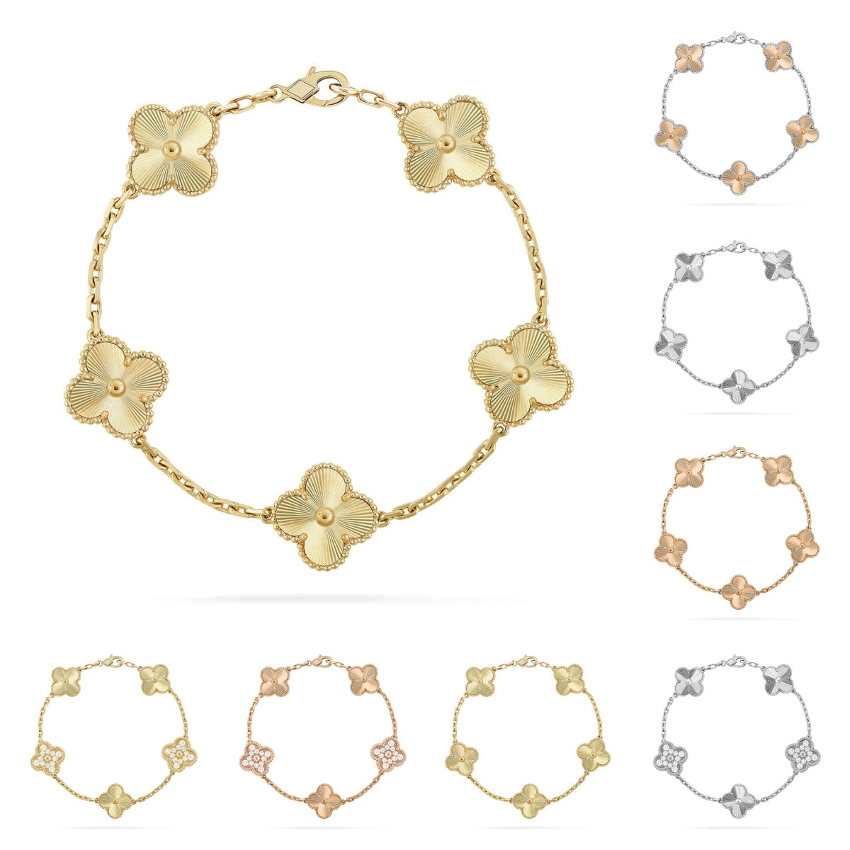 [VA]LUCKY CLOVER 5-MOTIF BRACELET - LASER COLLECTION