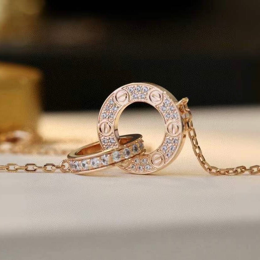 [VA]LOVE 7,6 MM HALSKETTE ROSÉGOLD UND SILBER VOLL DIAMANTBESATZ