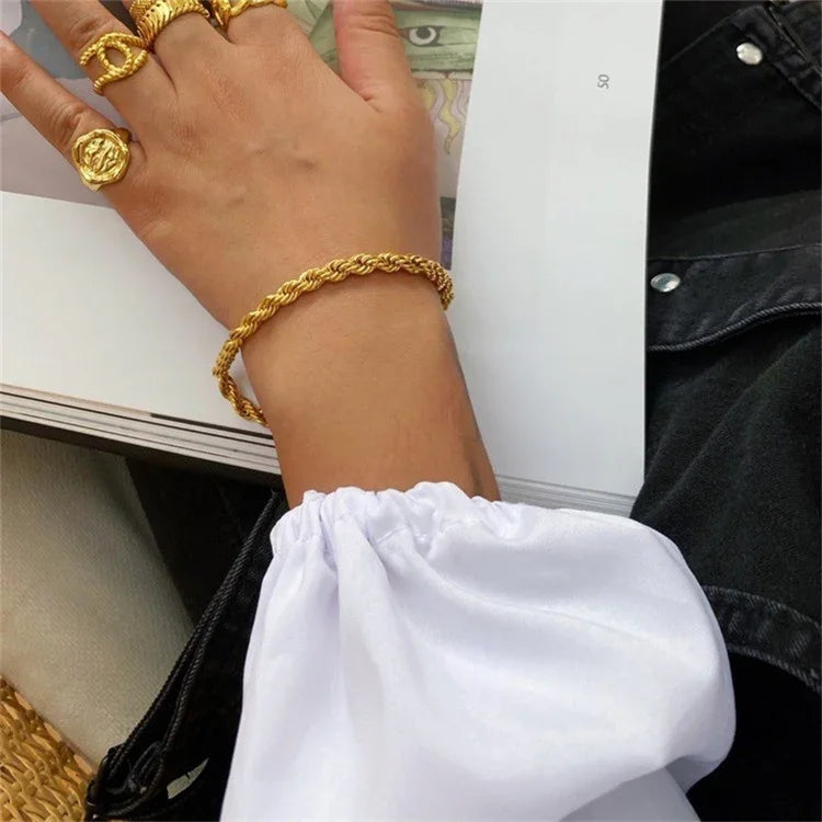 [VA]Gigi Rope Chain Gold Bracelet