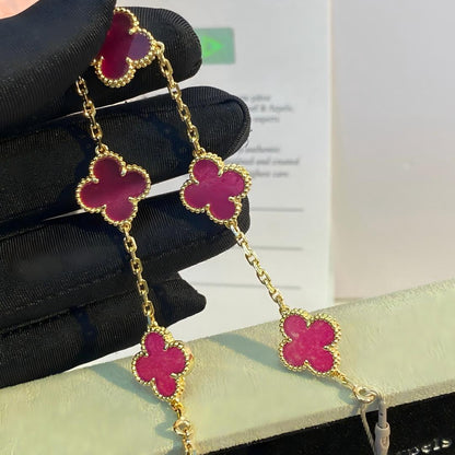 [VA]NEW CLOVER 5 MOTIFS PINK ENAMEL BRACELET