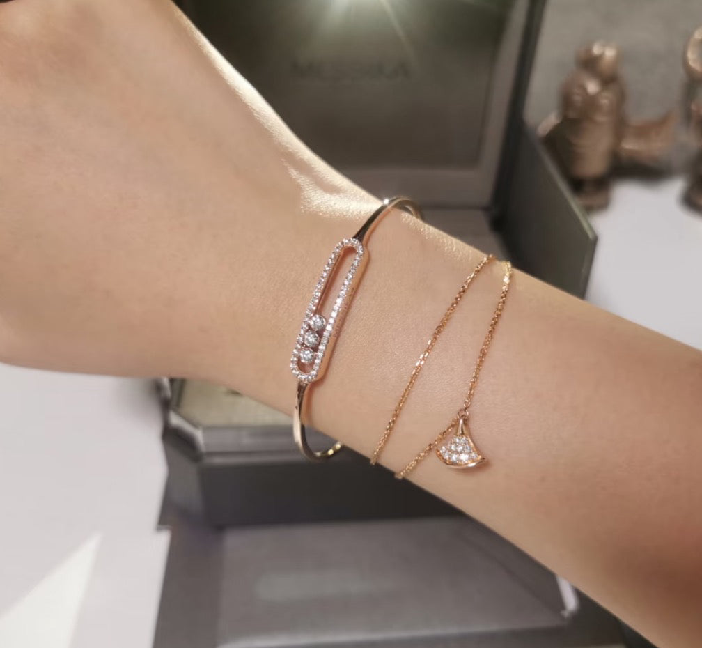 [VA]Move Pavé Diamond Bangle Bracelet M