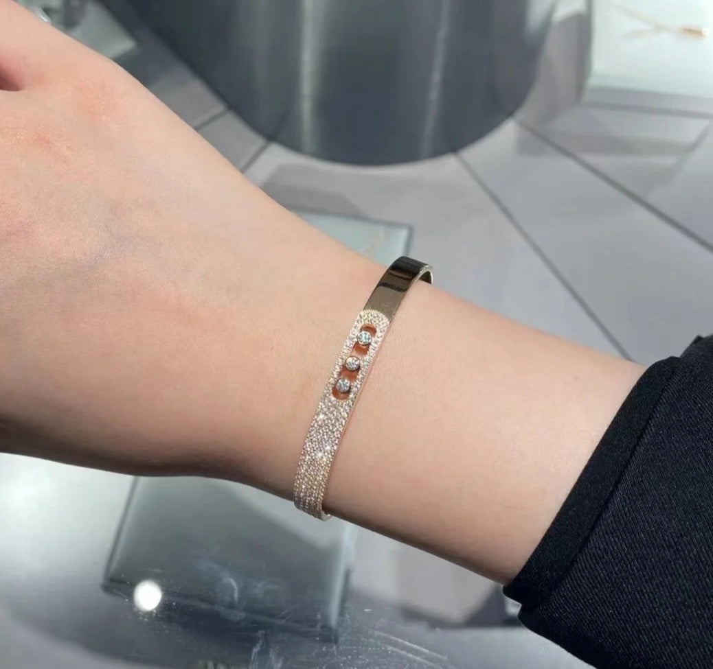 [VA]Move Noa Rose Gold Pavé Diamond Bangle Bracelet
