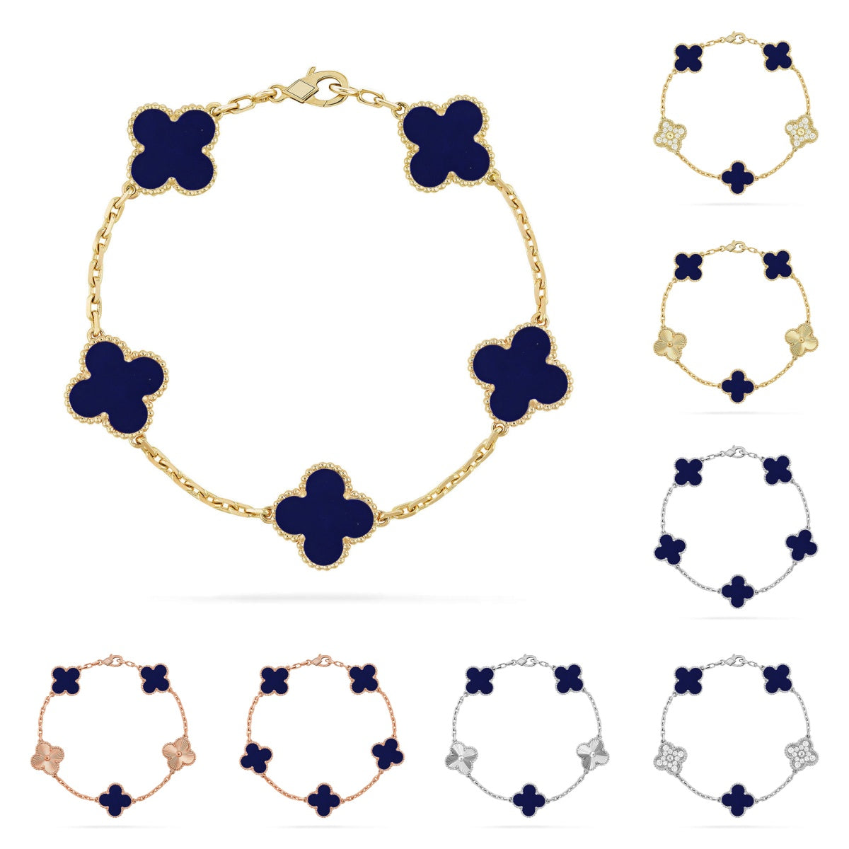 [VA]LUCKY CLOVER 5-MOTIV-ARMBAND - LAPISLAZULI-KOLLEKTION