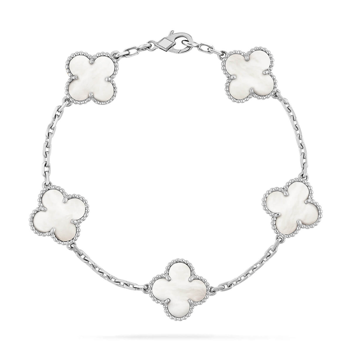 [VA]LUCKY CLOVER 5-MOTIF BRACELET - WHITE MOTHER-OF-PEARL COLLECTION