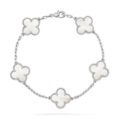 [VA]LUCKY CLOVER 5-MOTIF BRACELET - WHITE MOTHER-OF-PEARL COLLECTION