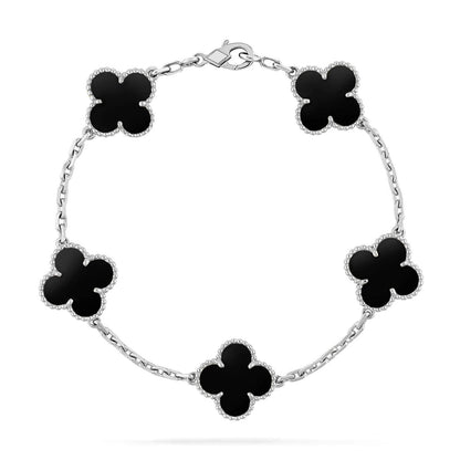 [VA]LUCKY CLOVER 5-MOTIF BRACELET - BLACK OXNY COLLECTION