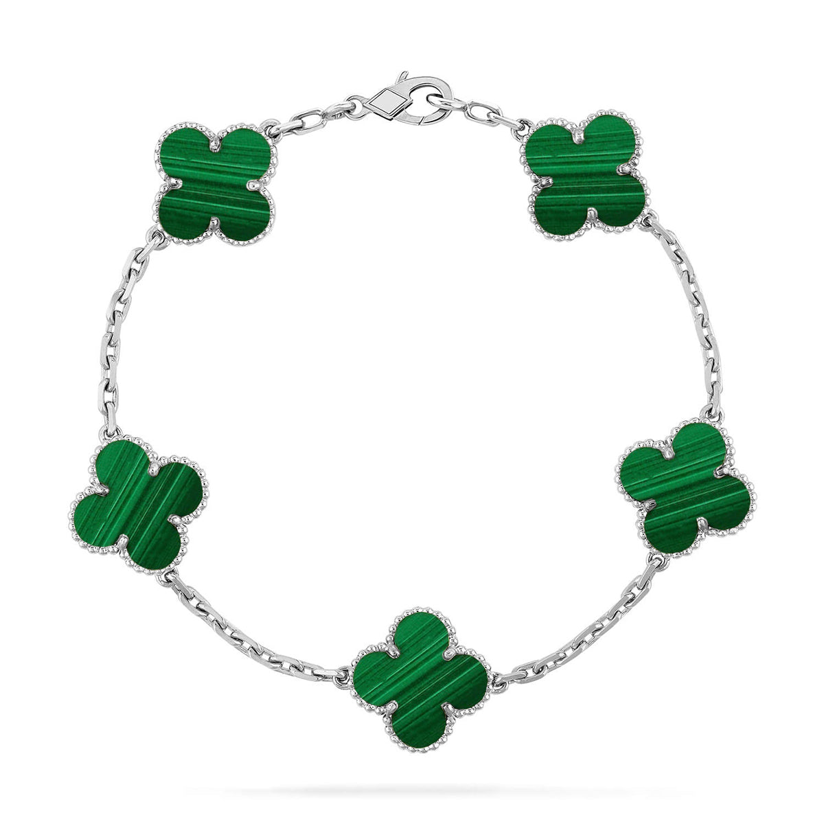 [VA]LUCKY CLOVER 5-MOTIF BRACELET - MALACHITE COLLECTION