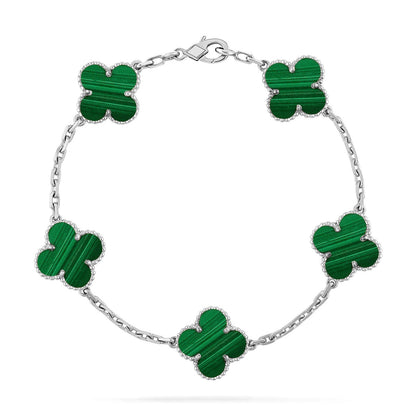 [VA]LUCKY CLOVER 5-MOTIF BRACELET - MALACHITE COLLECTION