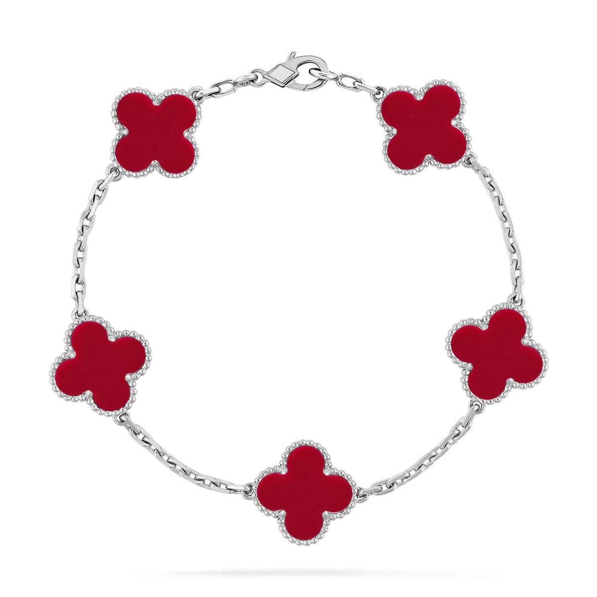 [VA]LUCKY CLOVER 5-MOTIF BRACELET - RED CARNELIAN COLLECTION