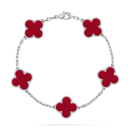 [VA]LUCKY CLOVER 5-MOTIF BRACELET - RED CARNELIAN COLLECTION
