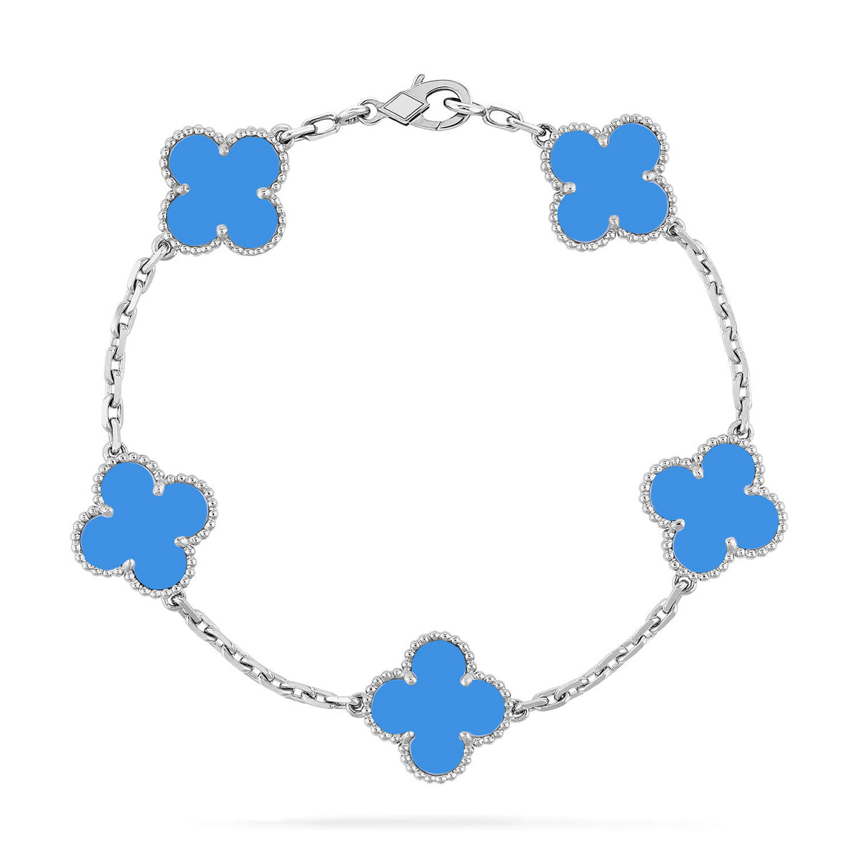 [VA]LUCKY CLOVER 5-MOTIF BRACELET - BLUE AGATE COLLECTION