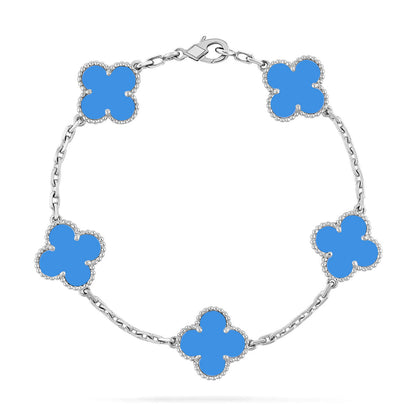 [VA]LUCKY CLOVER 5-MOTIF BRACELET - BLUE AGATE COLLECTION